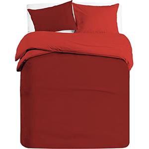 BANZAII TEXTILE INNOVATOR ONLINE Banzaii Set Copripiumino Bicolor 100% Microfibra con Federe Double Face 3 pezzi, Matrimoniale 250x200 cm Bordeaux/Rosso