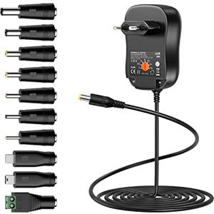 Zolt Adattatore Universale da AC DC 3V 4,5V 5V 6V 7,5V 9V 12V 2A Alimentatore Switching con Porta USB da 5V 2A e 10 Connettori DC