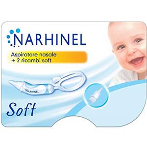 Narhinel Aspiratore Nasale per Neonato e Bambini con 2 Ricambi Soft, Aiuta a Liberare il Naso Chiuso, rimuovendo delicatamente le secrezioni nasali