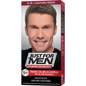 Just For Men Shampoo Colorante Castano Medio H35 - Copertura Grigia Naturale e Senza Ammoniaca