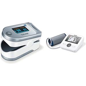 Beurer PO 60 Saturimetro Bluetooth a Lettura Istantanea con Visualizzazione Grafica del Battito Cardiaco e 100 Posizioni di Memoria & BM 27 Misuratore di Pressione da Braccio con Display Orizzontale