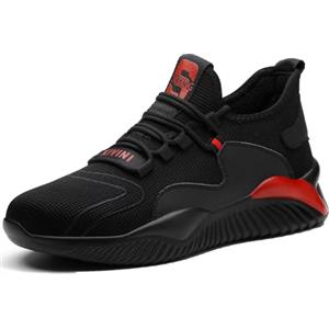 Mitudidi Scarpe da Lavoro Donna S3 Scarpe Antinfortunistiche Estive Sneakers Antinfortunistica Unisex Punta in Acciaio Safety Shoes Leggere Traspiranti Scarpe Sportive Rosso 39