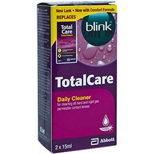 TotalCare Cleaner - Detergente per lenti rigide, 2 flaconi da 15 ml, rimuove depositi e batteri