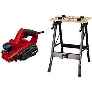 Einhell Tc-Pl 750 Pialletto Elettrico (Tensione 220-240 V, Potenza 750 W, Giri Min. 17000 & WB 50 Banco da lavoro (portata max 50 kg, alt. lavoro 78,5 cm, lungh. piano 60,5 cm