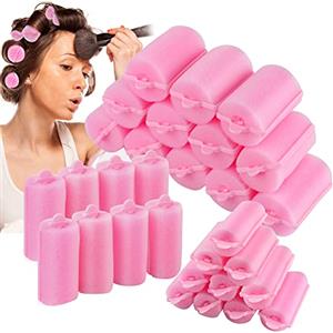 JSMTKJ 24 bigodini per capelli in spugna con bigodini flessibili in schiuma morbida | fai da te Bigodini da parrucchiere 3 misure (40 mm/30 mm/25 mm) | per donne e stili casalinghi e duraturi