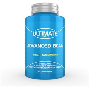 ULTIMATE ITALIA Advanced Bcaa - Formula Avanzata Aminoacidi Ramificati nel Rapporto 4.1.1 Leucina, Isoleucina, Valina, Glutammina Peptide, Vitamina B6 Maggiore Assimilazione - 120 Cpr - Ultimate Italia