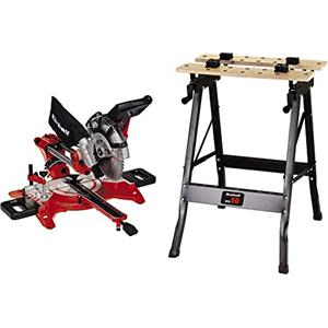 Einhell Tc-Sm 2131/1 Dual Troncatrice 230-240 V, 1800 W, Rosso Nero, 71.7 x 45.5 x 39.3 Cm & WB 50 Banco da lavoro (portata max 50 kg, alt. lavoro 78,5 cm, lungh. piano 60,5 cm