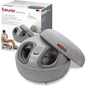 Beurer FM 120 Massaggiatore Plantare Shiatsu 2 in 1 e Sgabello Moderno, Massaggio a Compressione d'Aria con 3 Livelli, Funzione Termica, Telecomando Wireless, Rivestimento Lavabile, Fino al Numero 46