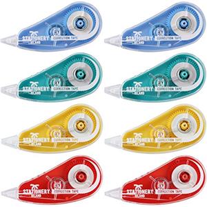 STATIONERY ISLAND Bianchetto a Nastro 8 Pezzi, Totale 40 metri Correttore a Nastro bianchetti 5mm, Scolorina Nastro Per Ufficio, Appunti, Correzioni, Bricolage, Bullet Grid Journal e Scrapbooking