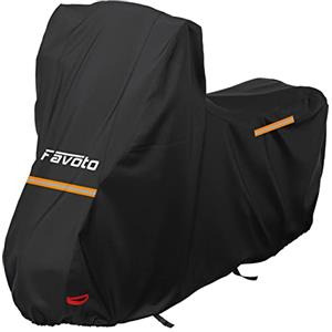 Favoto Telo Coprimoto 210D per Moto con Parabrezza Alto Resistente a Acqua Polvere Pioggia Vento Copertura Antifurto per Moto Motorino Motocicletta 245x105x160cm