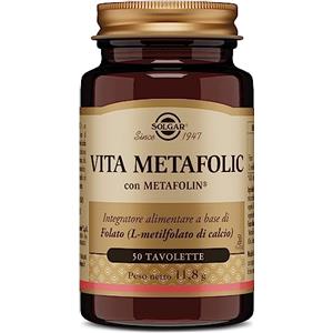 Solgar VITA METAFOLIC - L‑metilfolato (Metafolin®) 400 mcg, acido folico attivo pronto all'uso, 50 tavolette