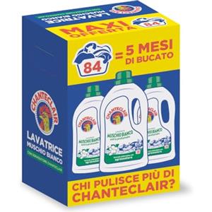 Chanteclair - Detersivo per Lavatrice, Profumo Muschio Bianco, Formula Concentrata, con Vero Sgrassatore - 3 Flaconi da 1260 ml