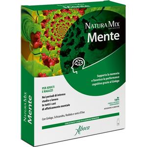 Aboca Natura Mix Advanced Mente - Integratore Alimentare per Memoria e Performance Cognitiva - 10 Flaconcini