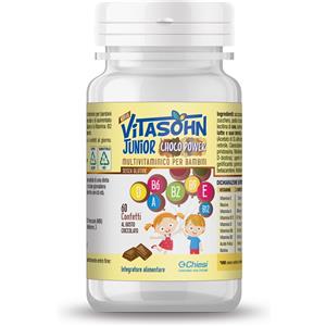Vitasohn Junior Choco Power - Integratore Multivitaminico per Bambini 36 Mesi, 60 Confetti con Vitamine B12, B6, Niacina e B2