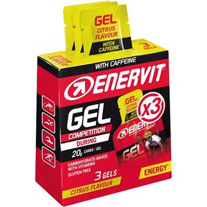 Enervit Sport Gel Competition Agrumi 75 ml - Gel Energetico con Caffeina, 20 g di Carboidrati, Senza Glutine