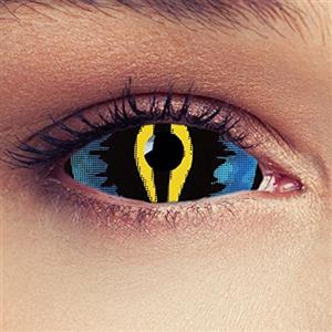 DESIGNLENSES, Lenti colorate gialle e blu, senza gradazione, 1 paio (2 pezzi), Lenti da 22 mm che coprono l'intero occhio + custodia per lenti Dragon King