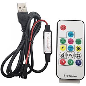 Vrabocry WS2811 WS2812B SK6812 - Controller di striscia LED RGB 14 tasti DC5-24 V RF Wireless 3 pin Jack USB Uscita telecomando per mini strisce LED Pixel Dimmer