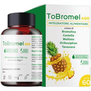 ToBromel 400 - Integratore Antinfiammatorio con Bromelina, 60 Compresse