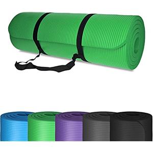 TALK-POINT Tappetino da yoga per fitness, antiscivolo, delicato sulle articolazioni, in schiuma NBR, 185 x 61 x 1,5 cm, con tracolla (verde)