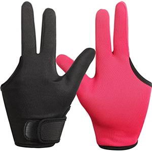 Geyoga Guanti Resistenti Calore per Capelli 2 Paia Guanto per Bacchetta Curling Professionale Guanto Barbiere a 3 Dita Guanto Termoprotettore per Tinture Termici Riutilizzabili (Nero, Rosa Rossa)