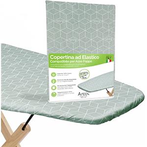 ARCOL Copriasse Compatibile per ASSE da Stiro Foppapedretti, Copertina Ricambio ad Elastico, Made in Italy, Copertura Copriasse da Stiro 100% Cotone (Copertina, Verde Stampa Moderno)