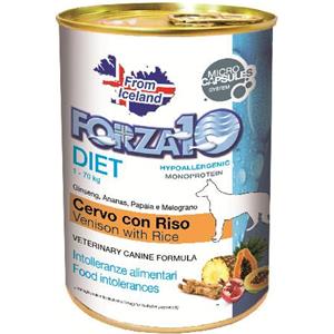 Forza10 Diet Cervo con Riso - Paté Umido per Cani Adulto, 400 g, Ipoallergenico e Monoproteico