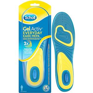 Dr. Scholl's Scholl Solette Gel Activ Everyday, Solette per Scarpe ad Uso Quotidiano per Uomo con Tecnologia Antiodore, Garantiscono Ammortizzazione e Assorbimento degli Urti, Misura 40-46.5, Confezione da 1 Paio