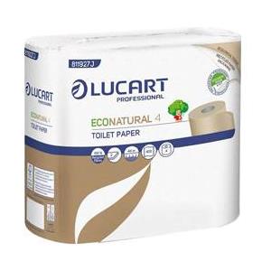 Lucart Carta Igienica Econatural - 9,5 Cm X 44 Mt - Diametro 12,5 Cm - 15,5 Gr - 400 Strappi - Pacco 4 Rotoli - Lucart - 811927j