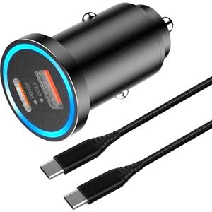 XIQUTOA Accendisigari Usb,45W Caricatore Auto per Samsung Galaxy S23 FE/S24/S25 Plus Ultra/S22/S21 A55 5G A25 A35 A54 A16 A53 A23 A33 A14 A34 A15 A56 iPhone 15 16 Pro Max USB C Cellulare Caricabatterie e Cavo