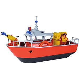 Simba - Sam il Pompiere Barca Titan 32 cm, Anfibio e Spruzzacqua con Personaggio Sam, Giocattolo per Bambini 3 Anni
