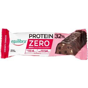 Equilibra Protein 32% Zero Crispy Choco - Barretta Proteica Senza Glutine al Cacao con Crispies di Soia e Copertura al Cacao