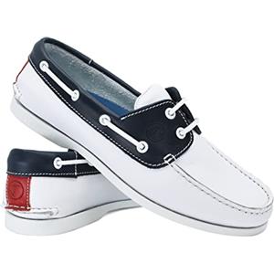 Seajure Scarpe da Barca da Uomo Navagio in Pelle Bianco, Blu Navy e Rosso (Numeric_41)
