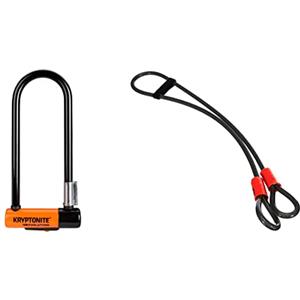 KRYPTONITE U-Locks, Blocco Disco Evolution Mini-9 con Supporto Flexframe-U Unisex - Adulto, 8.3 x 24.1 & KryptoFlex, Catena antifurto, Arancione, 10 mm/213 cm