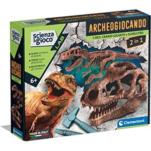 Clementoni Archeogiocando T-Rex 2in1 - Gioco Scientifico per Bambini 6 Anni con Fossili da Scavare e Assemblare