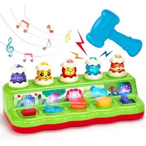 hahaland Giochi Bambini 1 Anno - Animali Pop-Up Abilità Motorie Giochi Montessori con Musica - Gioco Bambino Educativi attività Regalo Bimbo Bimba 1 2 3 Anni