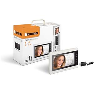 BTICINO 333253 Monitor Supplementare per Videocitofono Easykit Essential, Plug-In 2 Fili, Display 7 a Colori, Vivavoce, Audio Bidirezionale, Comandi Touch Screen, Finitura Bianca