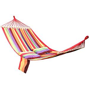 SONGMICS Amaca con Barra della Serie Bali per 2 Persone Inclusi 2 Cuscini, 210 x 150 cm, Carico Utile Fino a 300 kg GDC22W