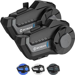 Moman Interfono Moto, H2 Pro【2 Pezzi Nero】 Auricolare Casco Moto Coppia 1000M Sistema di Comunicazione con Wireless 5.1 Cancellazione del Rumore DSP&CVC, Interfono-Casco-Moto- Coppia-Auricolare