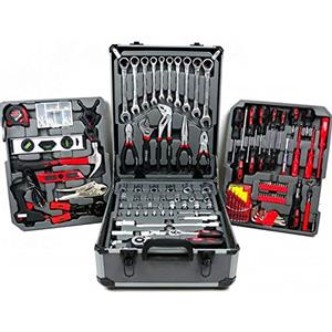 GrecoShop SET CASSETTA ATTREZZI CHIAVI A TROLLEY COMPLETA DI 186 PEZZI PROFESSIONAL