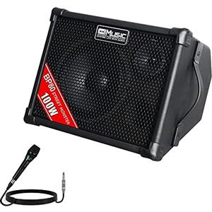 dellersound Coolmusic BP80 Amplificatore per chitarra acustica a batteria - Altoparlante Bluetooth portatile da 100 W, 6 ingressi, 3 bande EQ, nero