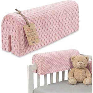 Totsy Baby Paracolpi per lettino bordo letto imbottito protezione sponde con fodera | Protezione imbottita in gommapiuma con fodera sfoderabile 70 cm comfort ogni giorno in Minky Rosa