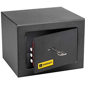HomeSafe HV15K Cassaforte Piccola con Chiave, 15x20x17cm (HxLxP), Cassaforte da Armadio per Sicurezza Domestica, Cassetta di Sicurezza per Soldi, Gioielli, Oggetti di Valore