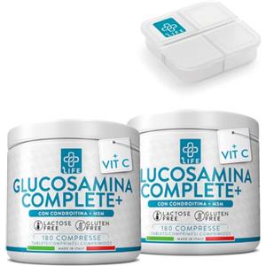 +LIFE Glucosamina Condroitina Msm 360 Compresse Con Vit C PiuLife® 1 Al Giorno, Integratore Articolazioni E Cartilagine Ginocchio, 730mg Dose, Glucosamina Complex, Condroitina Glucosamina Alto Dosaggio