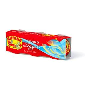 Auriga Tonno Auriga leggero 60grx3 all'olio di oliva. Non serve sgocciolare, -50% di grassi.