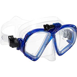 HOLEMZ Maschere da Immersione Occhialini da Nuoto da Sub Blu Visione Panoramica A Prova di Perdita Anti-Appannamento con Supporto Fotocamera Copri Naso per Donne Uomini Ragazzi Ragazze
