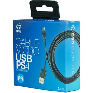 FRTEC - Cavo di ricarica per controller compatibile Playstation 4, Micro USB a USB, Lunghezza 3 metri