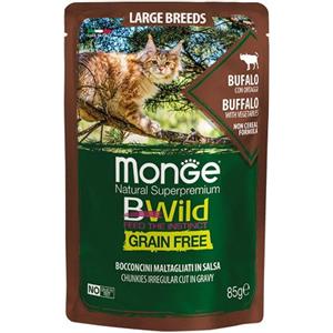 Monge BWild Grain Free Bocconcini in Salsa per Gatti Large Breeds con Bufalo e Ortaggi da 85 gr