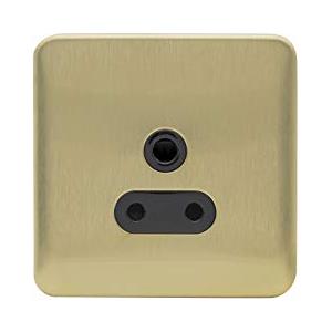 Schneider Electric Lisse Deco GGBL3080BSB - Presa singola senza interruttore, perno rotondo, 5 A, in ottone satinato con inserto nero