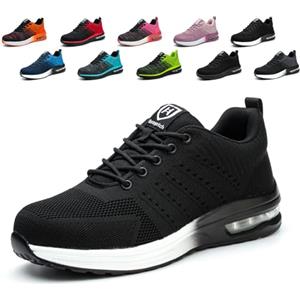 Hitopteu Scarpe Antinfortunistiche Uomo Donna Leggere Estive Scarpe da Lavoro con Punta in Acciaio Traspiranti Scarpe Sicurezza Sportive Antiscivolo Nero Bianco 43 EU 265