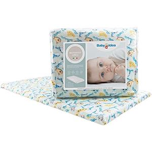 baby idea Materasso Lettino da Campeggio Sfoderabile Pieghevole Traspirante a Norma EN16890:2017 Federa100% Cotone Oeko-tex® Interno Certificato Certipur™ 60x120x4 OMAGGIO Borsa da Viaggio (Nemo)